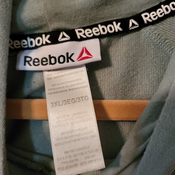 Reebok 3XL Mens Hooded Sweatshirt Black Triangle Logo Gaiter Neck Seafoam Green - Picture 8 of 13